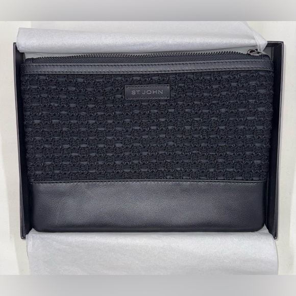 St. John Textured Black Clutch